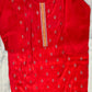 Red Kosa Silk Suit with Sippi & Patch Work and Yellow Banarasi Dupatta