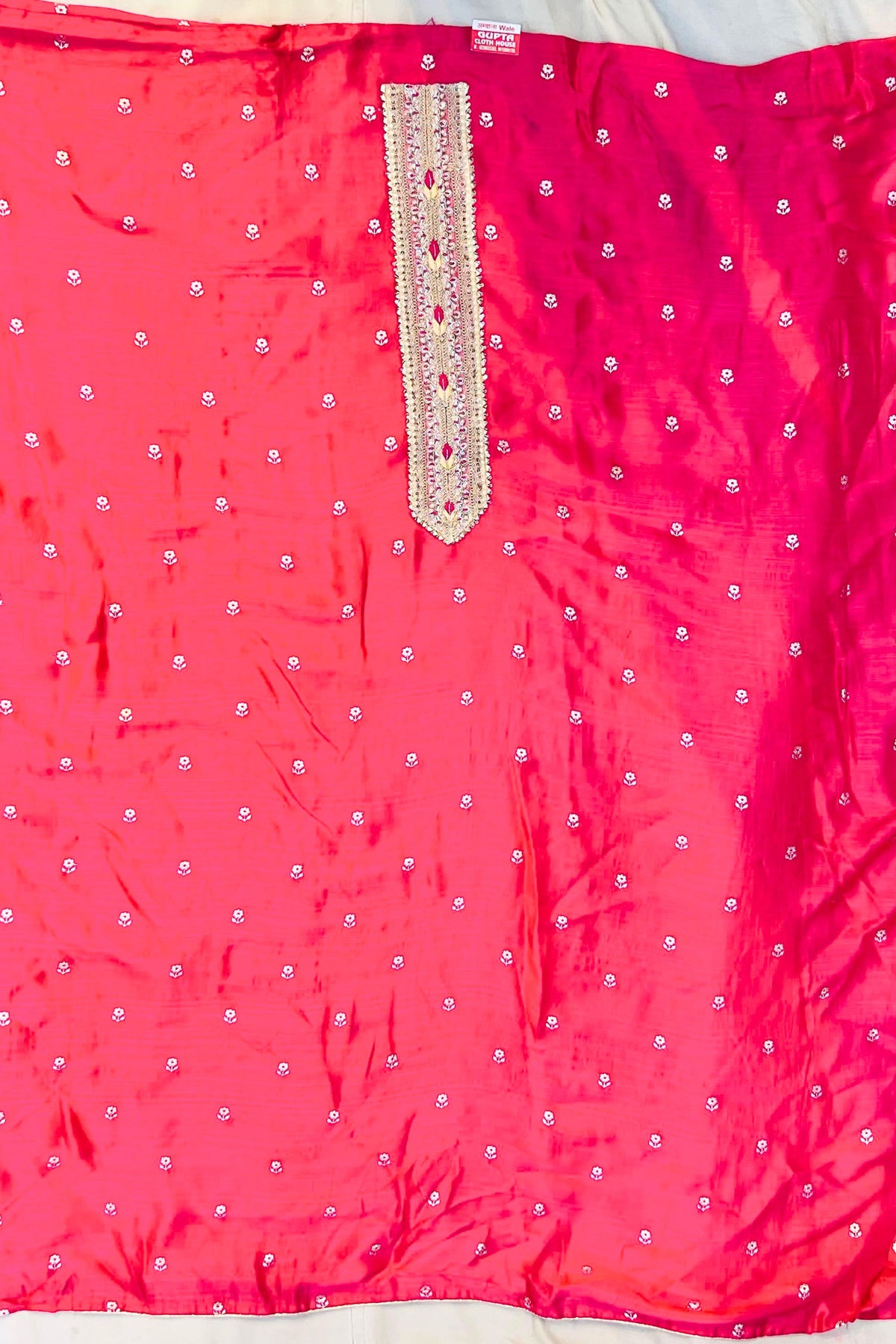 Rani Pink Tashar Silk Suit with Banarasi Booti & Chiffon Dupatta