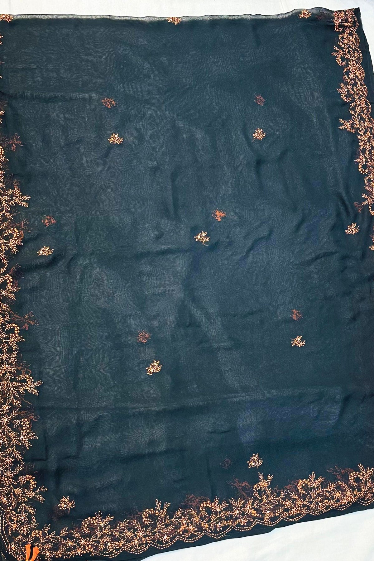 Black Georgette Embroidered Suit Set with Threadwork
