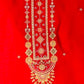 Carrot Musleen Embroidered Suit Set with Multi-Colour Dupatta