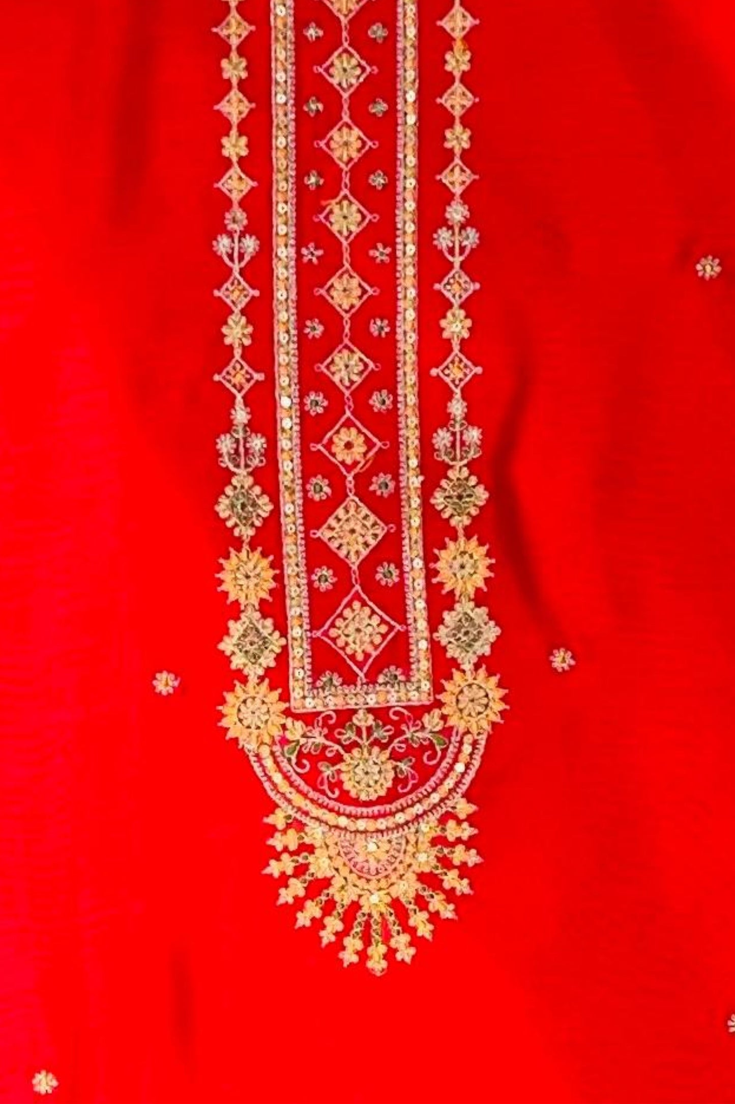 Carrot Musleen Embroidered Suit Set with Multi-Colour Dupatta