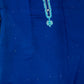 Navy Blue Muslin Cotton Suit with Thread & Naqli Work – Light Golden Organza Dupatta
