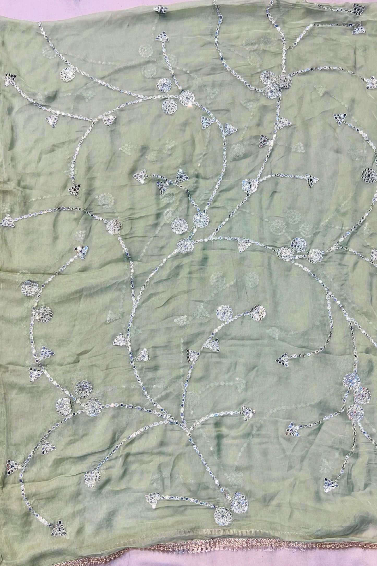 Pista Green Organza Embroidered Suit Set