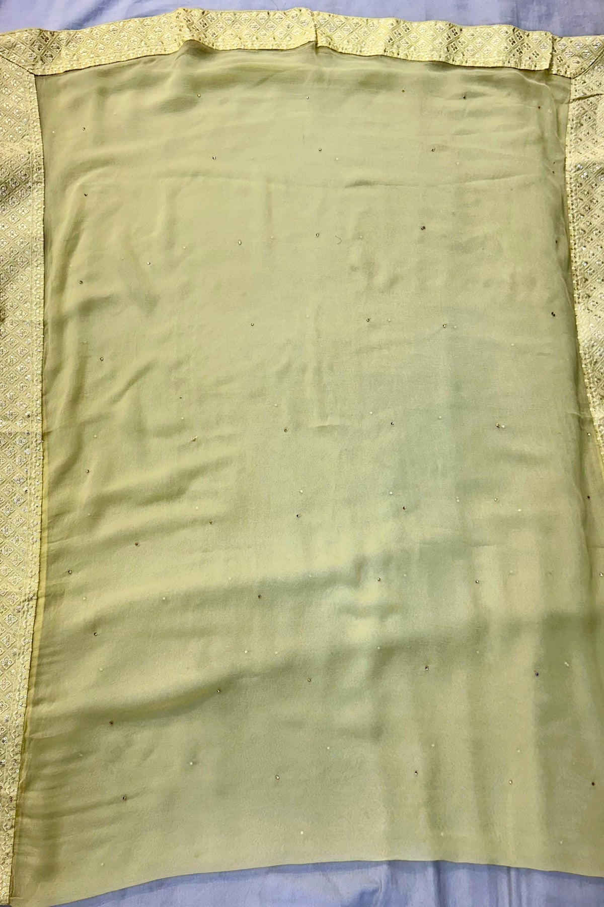 Lemon Maheshwari Silk Suit with Thread & Sippi Work