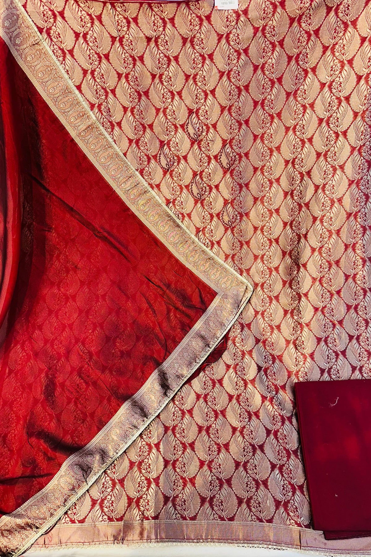 Mehroon Kosa Silk Kheem Khaam Suit Set