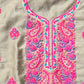 Maheshwari Silk Threadwork Suit Set – Light Golden & Rani Pink
