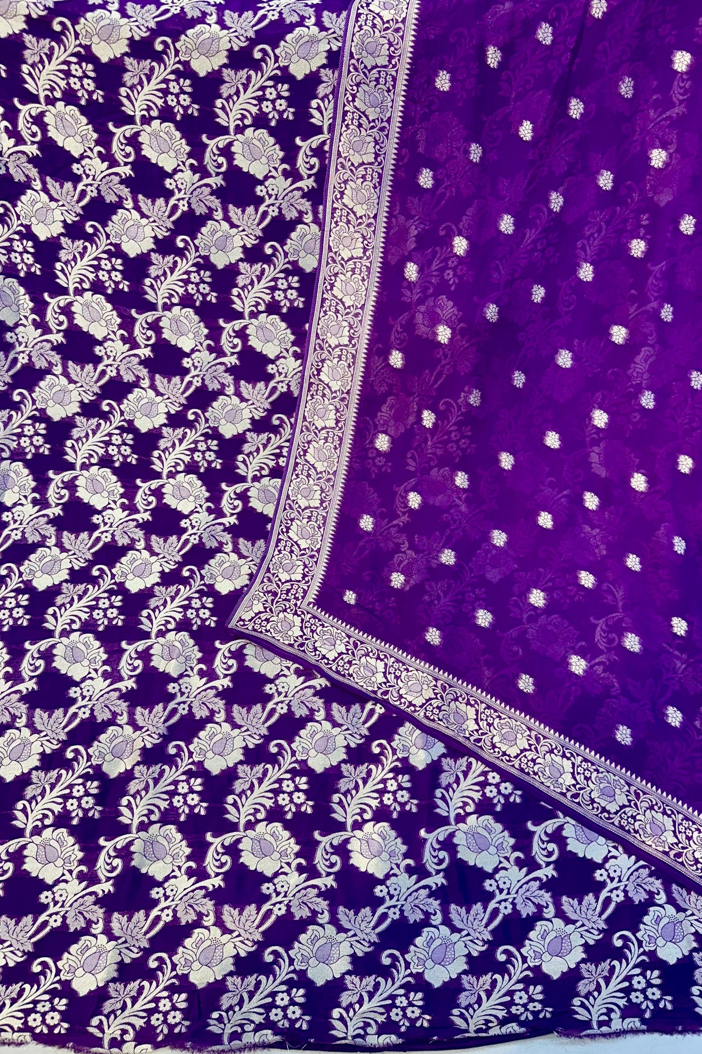 Purple Pure Georgette Banarasi Work Designer Suit Set