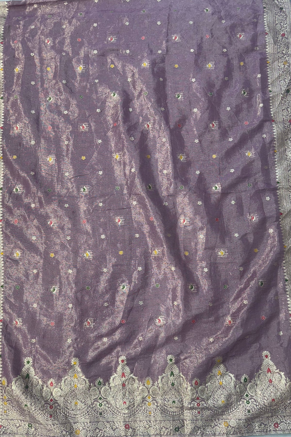 Elegant Mob Shimmer Silk Embroidered Suit Set