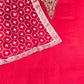 Rani Pink Crush Shimmer Suit Set with Organza Dupatta