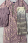 Light Onion Tissue Suit with Tilla Work & Double Shade Tissue Dupatta