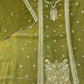 Mehndi Shimmer Silk Embroidered Suit Set with Chinon Dupatta