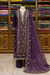 Purple Self Silk Threadwork Suit Set