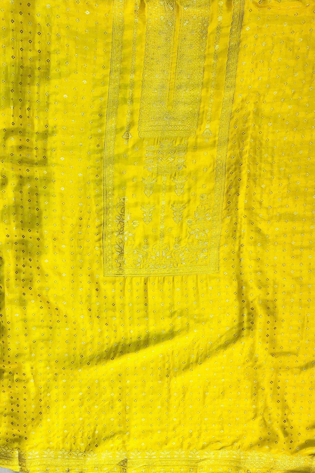 Banarasi Silk Suit Set – Yellow with Peacock Blue Dupatta