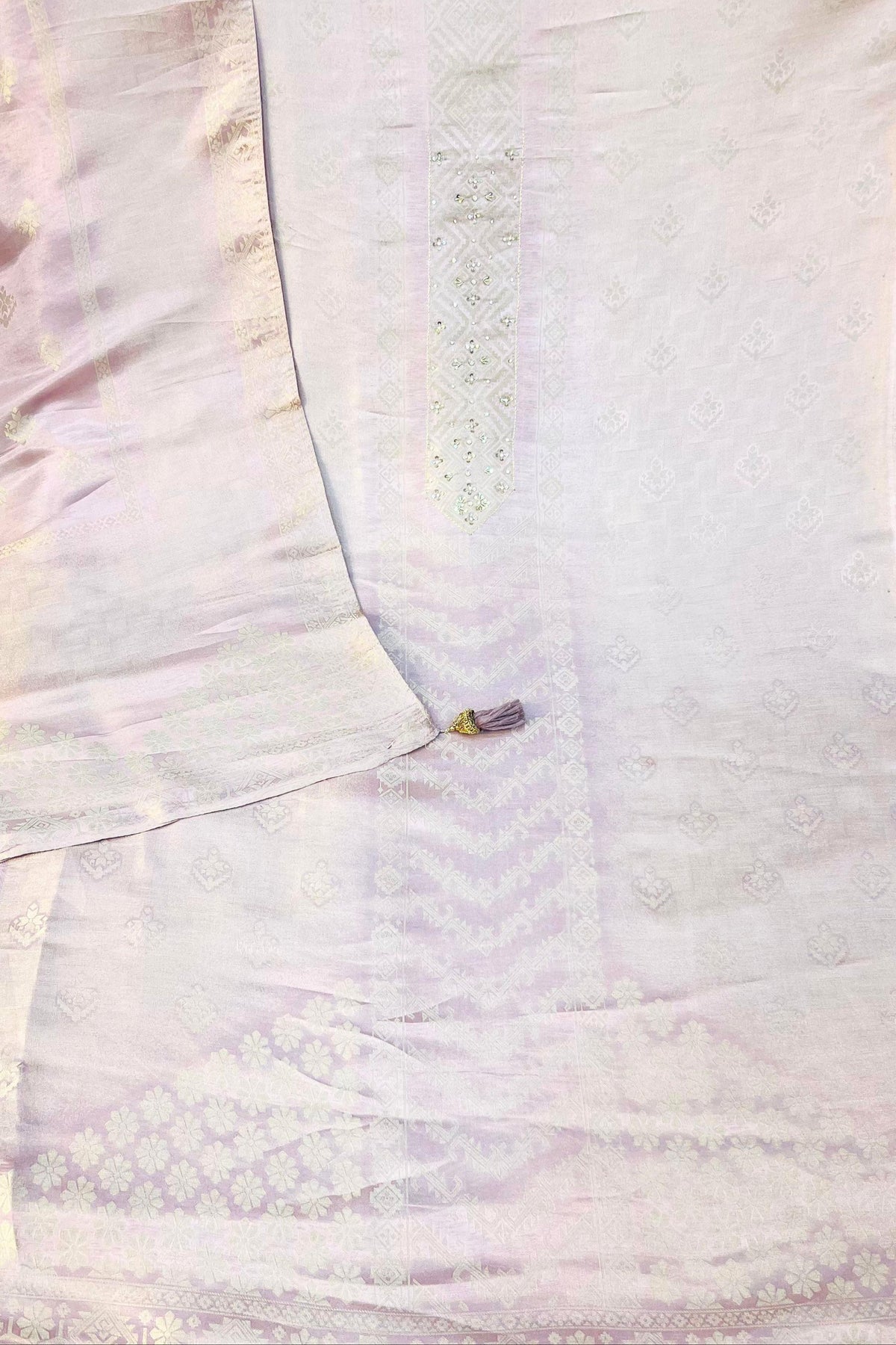 Light Lavender Banarasi Silk 3-Piece Suit Set