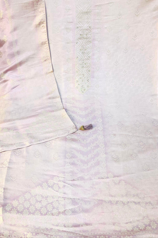Light Lavender Banarasi Silk 3-Piece Suit Set