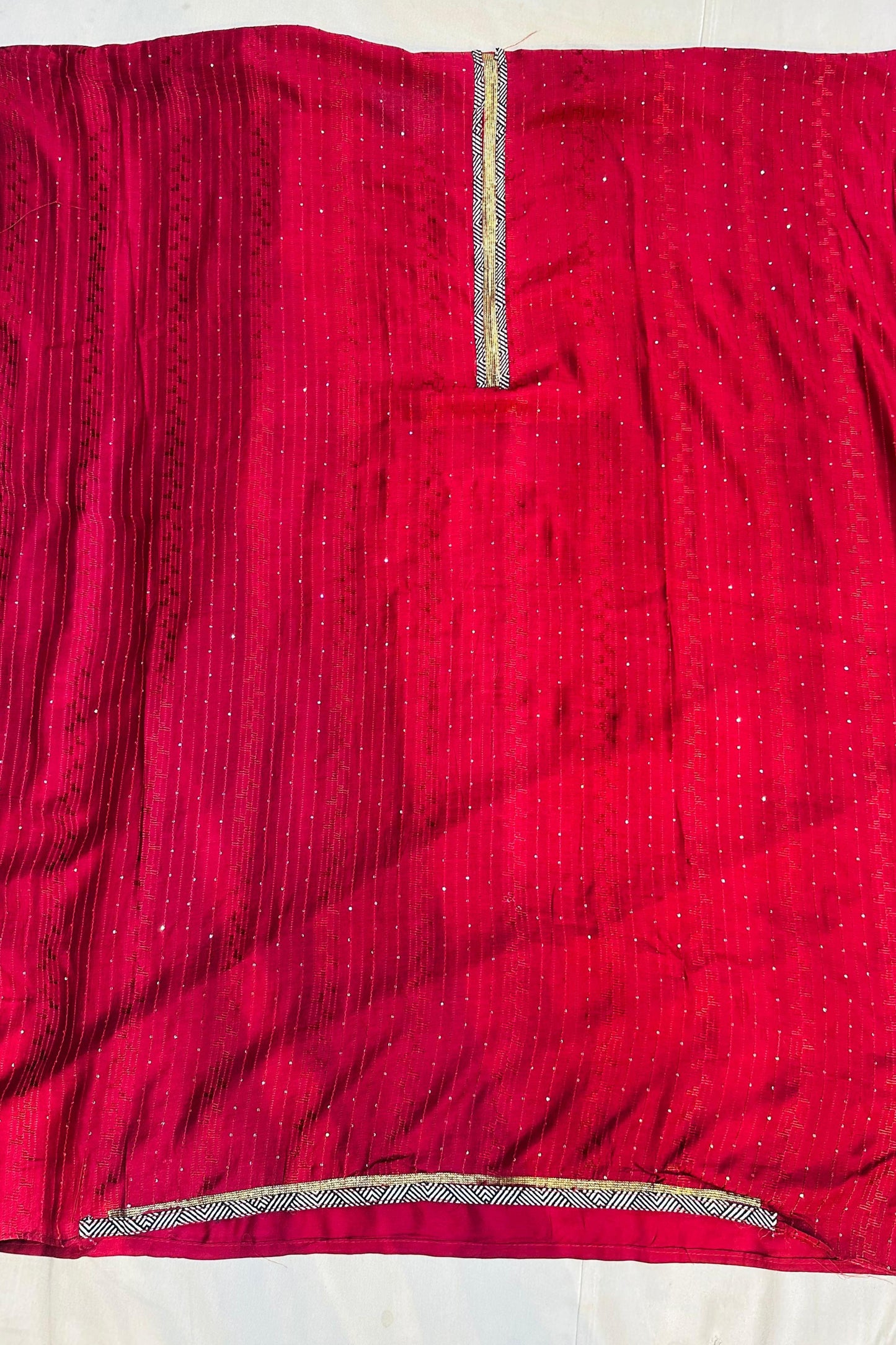 Cherry Maroon Cotton Muslin Thread & Sippi Work Suit Set with Printed Dupatta