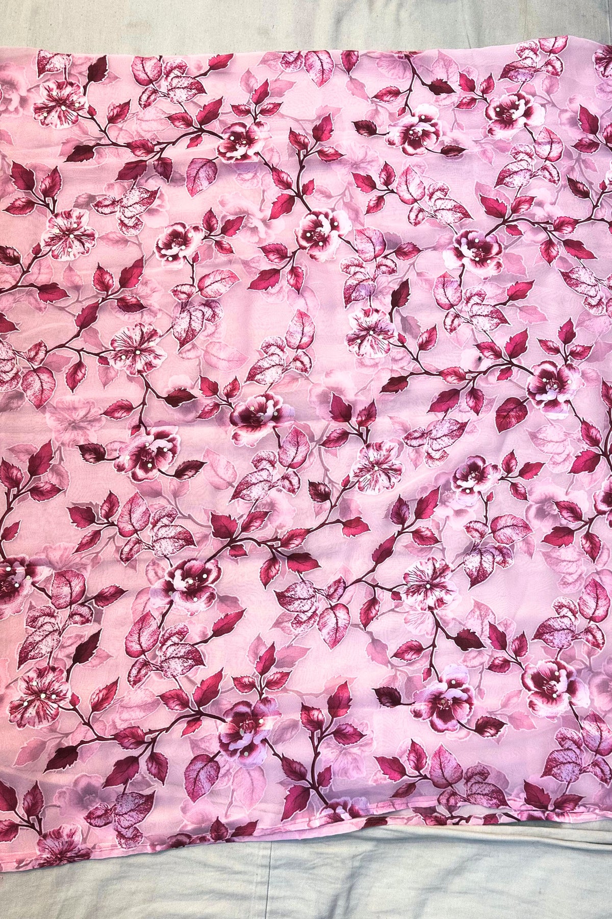 Rose Pink Musleen Thread & Sippi Work Suit Set with Brasho Dupatta