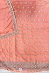 Shimmer Silk Dark Peach Designer Suit Set with Cut Work Dupatta
