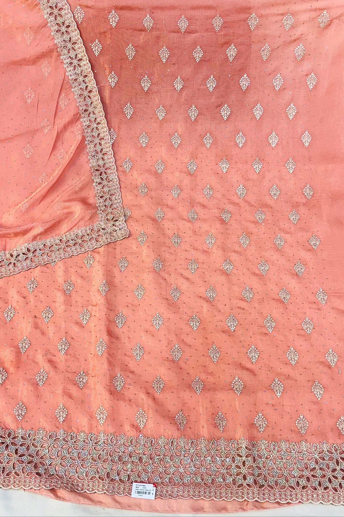Shimmer Silk Dark Peach Designer Suit Set with Cut Work Dupatta