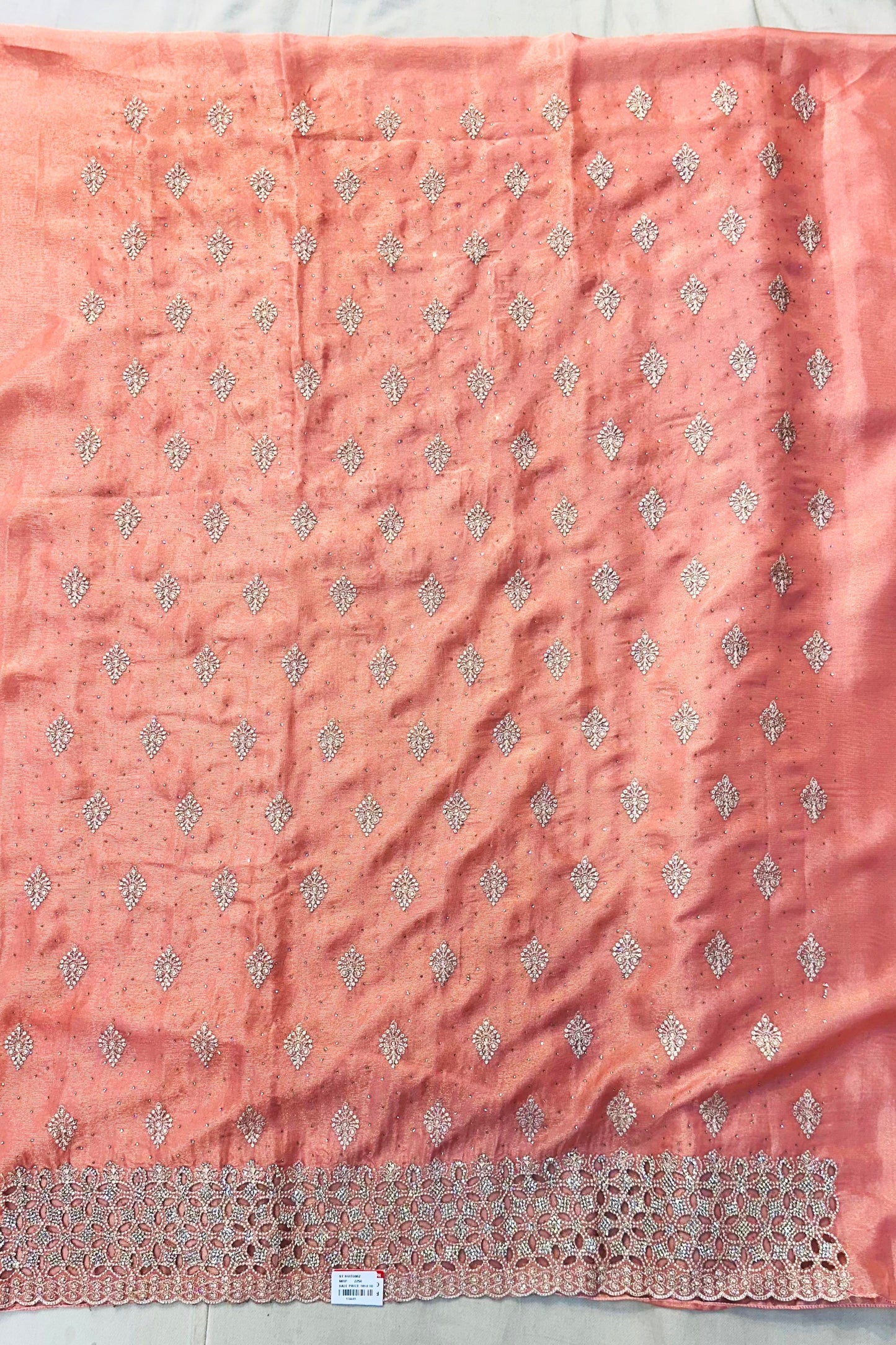 Shimmer Silk Dark Peach Designer Suit Set with Cut Work Dupatta
