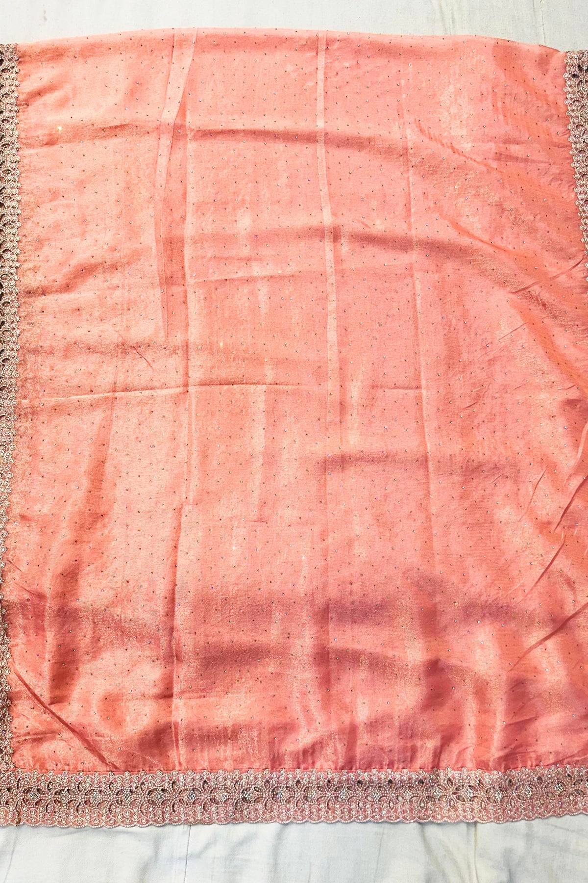 Shimmer Silk Dark Peach Designer Suit Set with Cut Work Dupatta