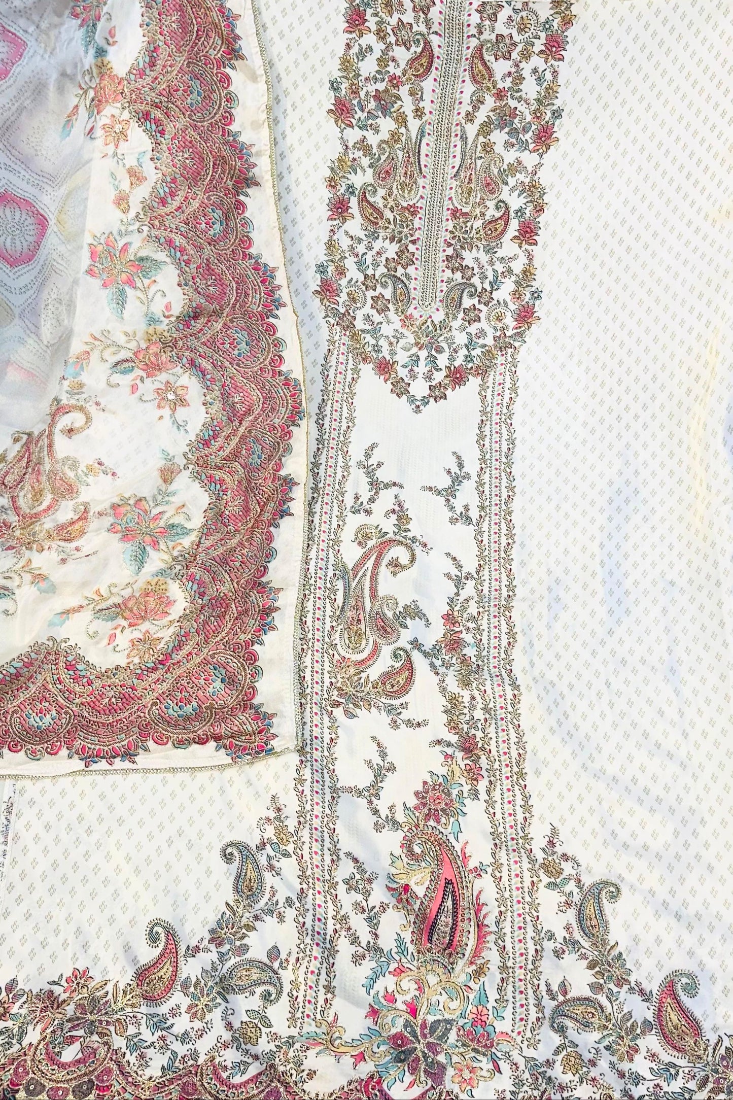 Printed Crape Suit Set – Milky Cream