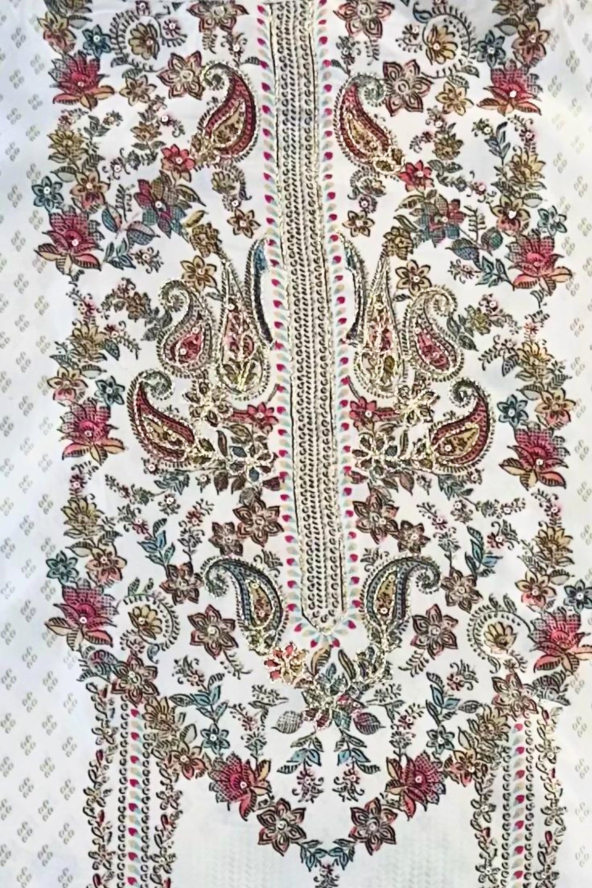 Printed Crape Suit Set – Milky Cream