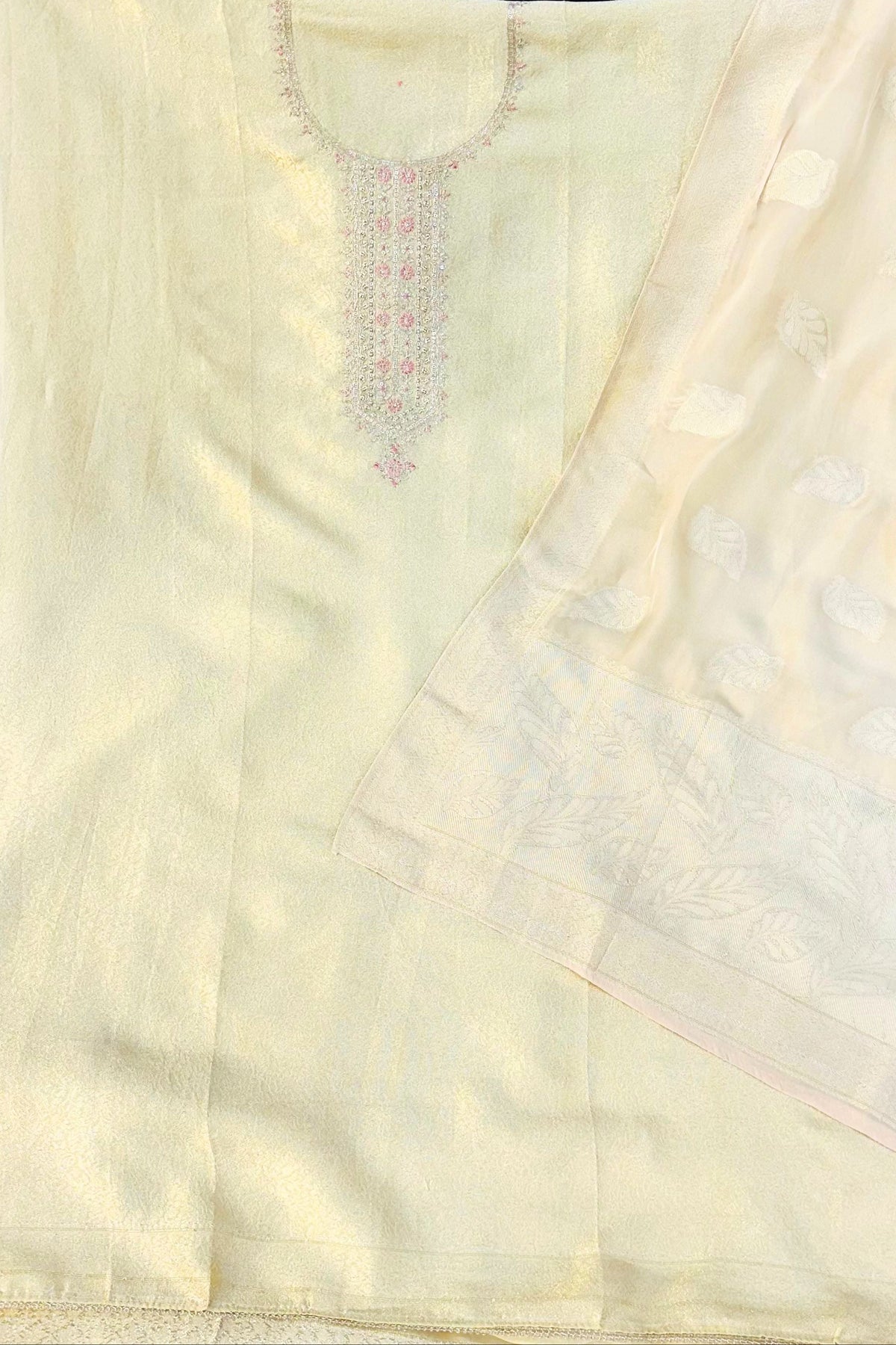 Golden Kosa Silk Embroidered Suit Set