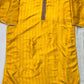 Mustard Silk Thread & Printed Work Suit Set with Lace Dupatta