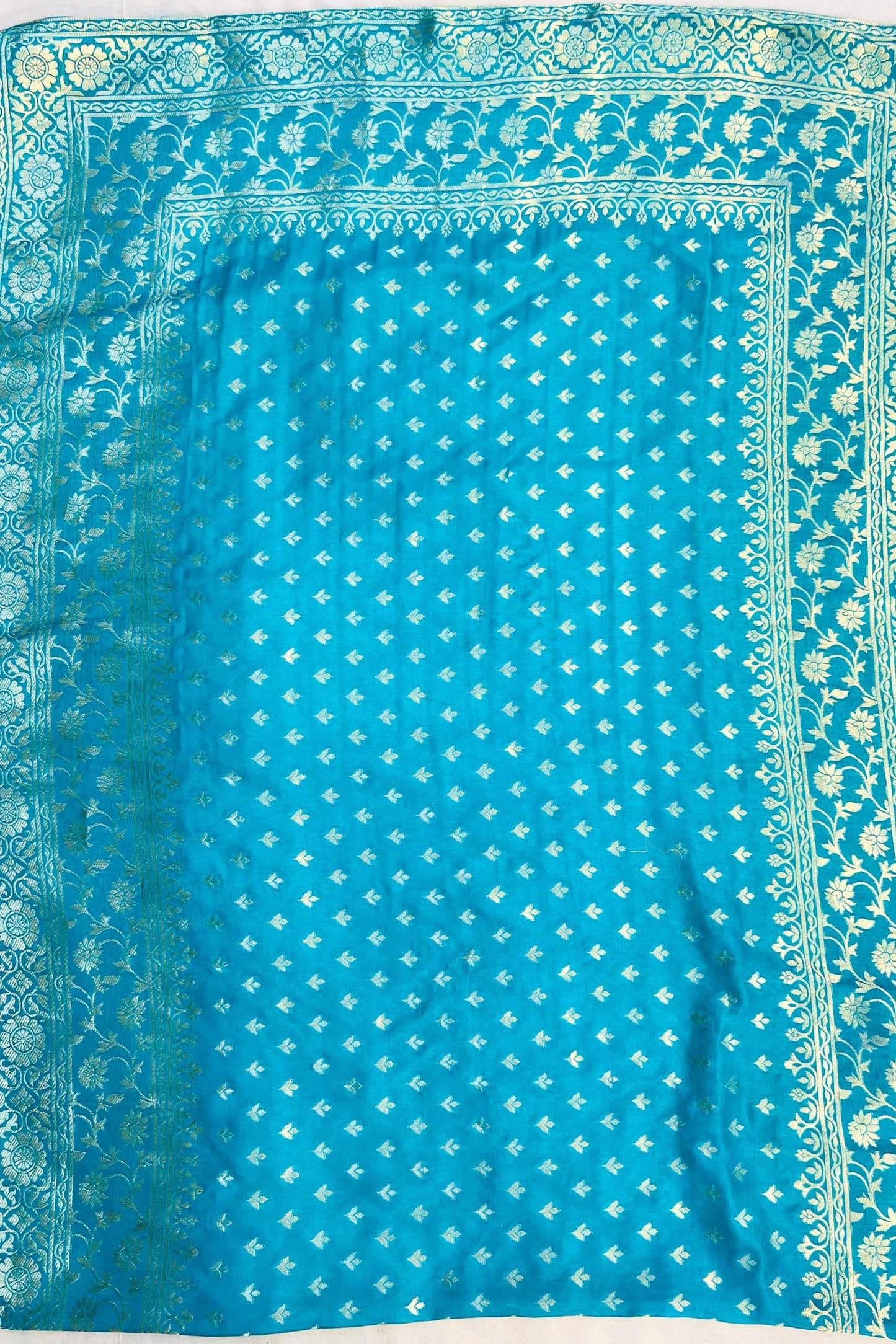 Banarasi Silk Suit Set – Yellow with Peacock Blue Dupatta