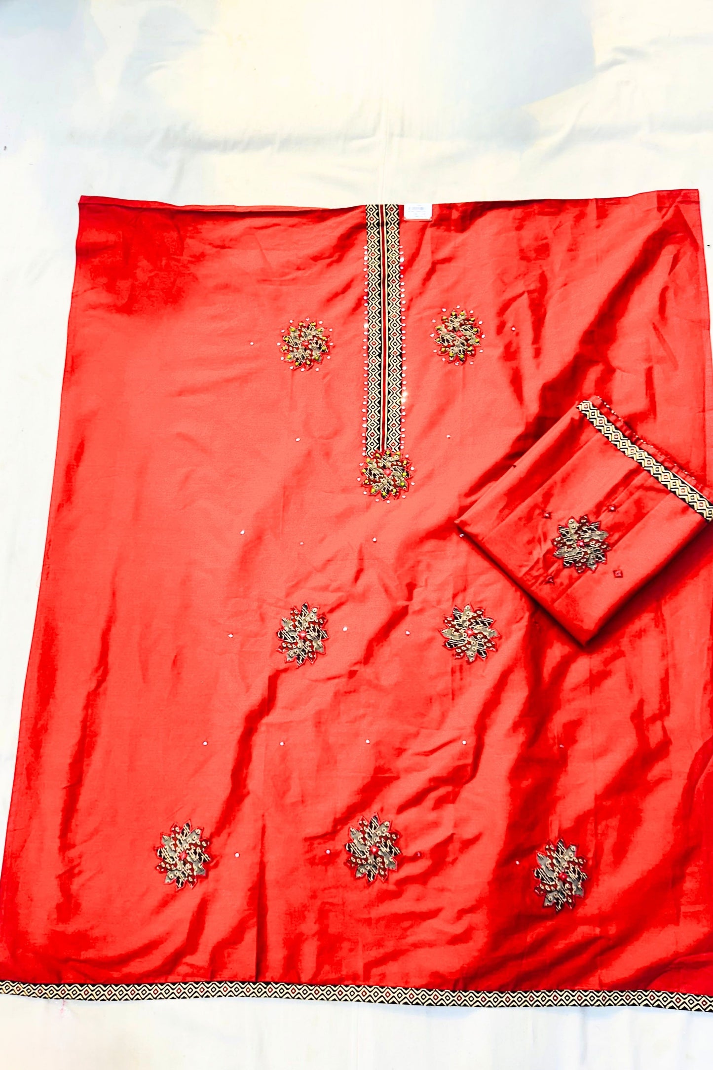 Women’s Mehroon Patch Work Cotton Suit Set with Black Printed Dupatta