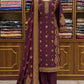Wine Banarasi Silk 3-Piece Suit Set