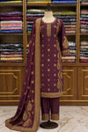 Wine Banarasi Silk 3-Piece Suit Set