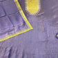 Lavender Shimmer Silk Suit Set with Patch Work & Lace Border