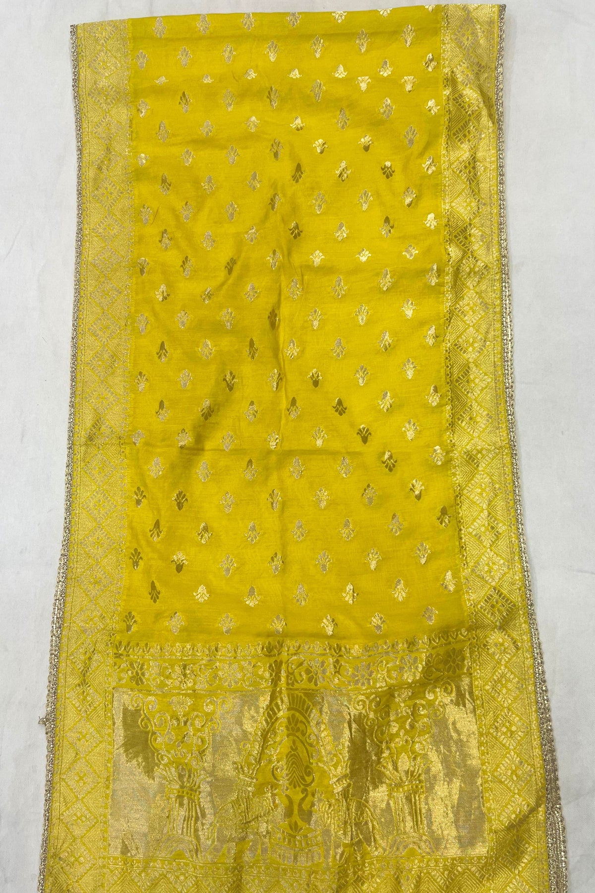 Yellow Banarasi Silk Jari Work Suit Set with Heavy Dupatta