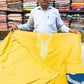 Mustard Yellow Threadwork Kurta Set with Cotton Bottom & Dupatta