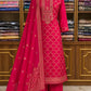 Rani Magenta Silk Shimmer Handwork Suit Set with Printed Dupatta