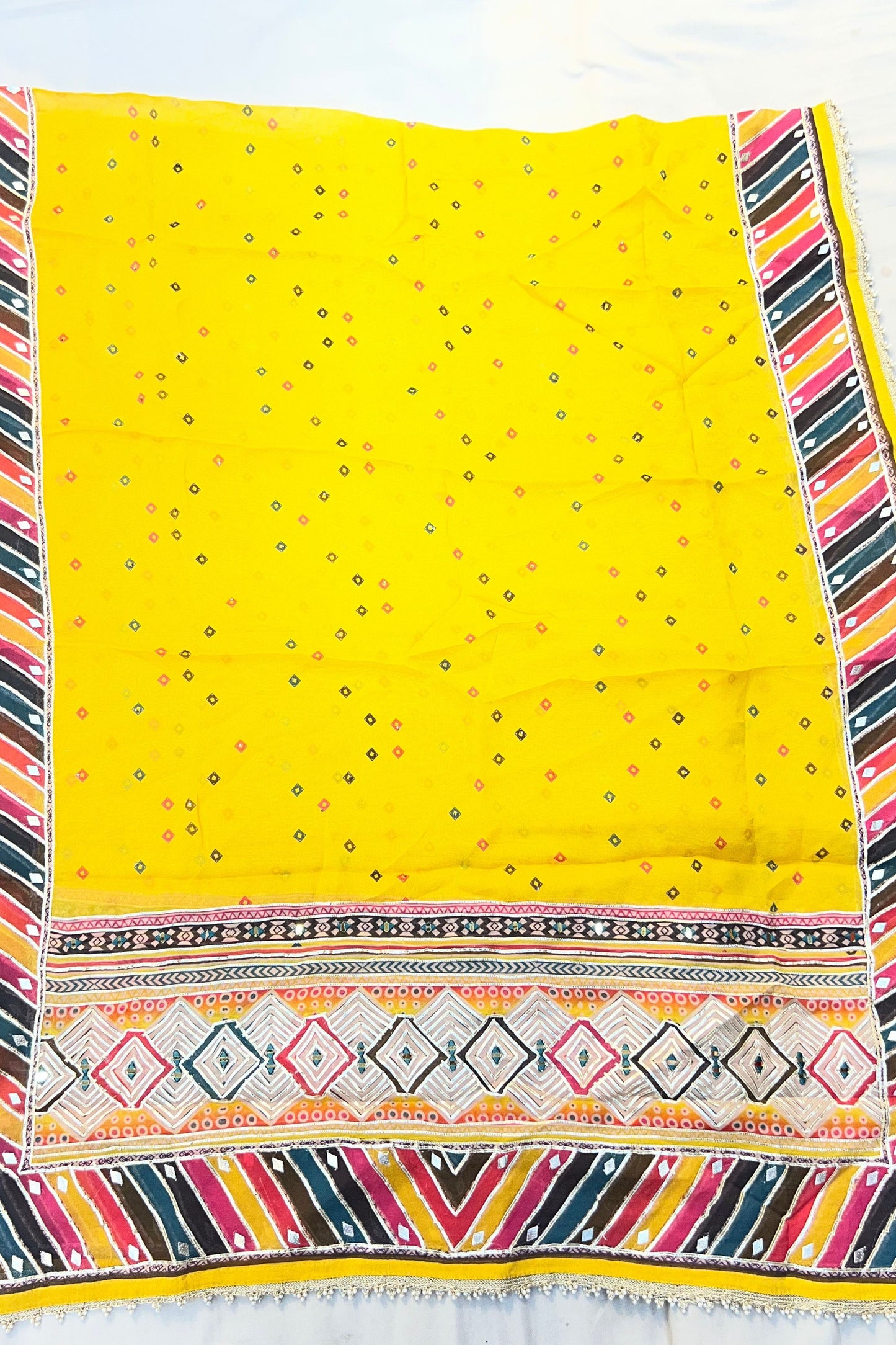 Yellow Organza Silk Gotta Patti Work Suit Set