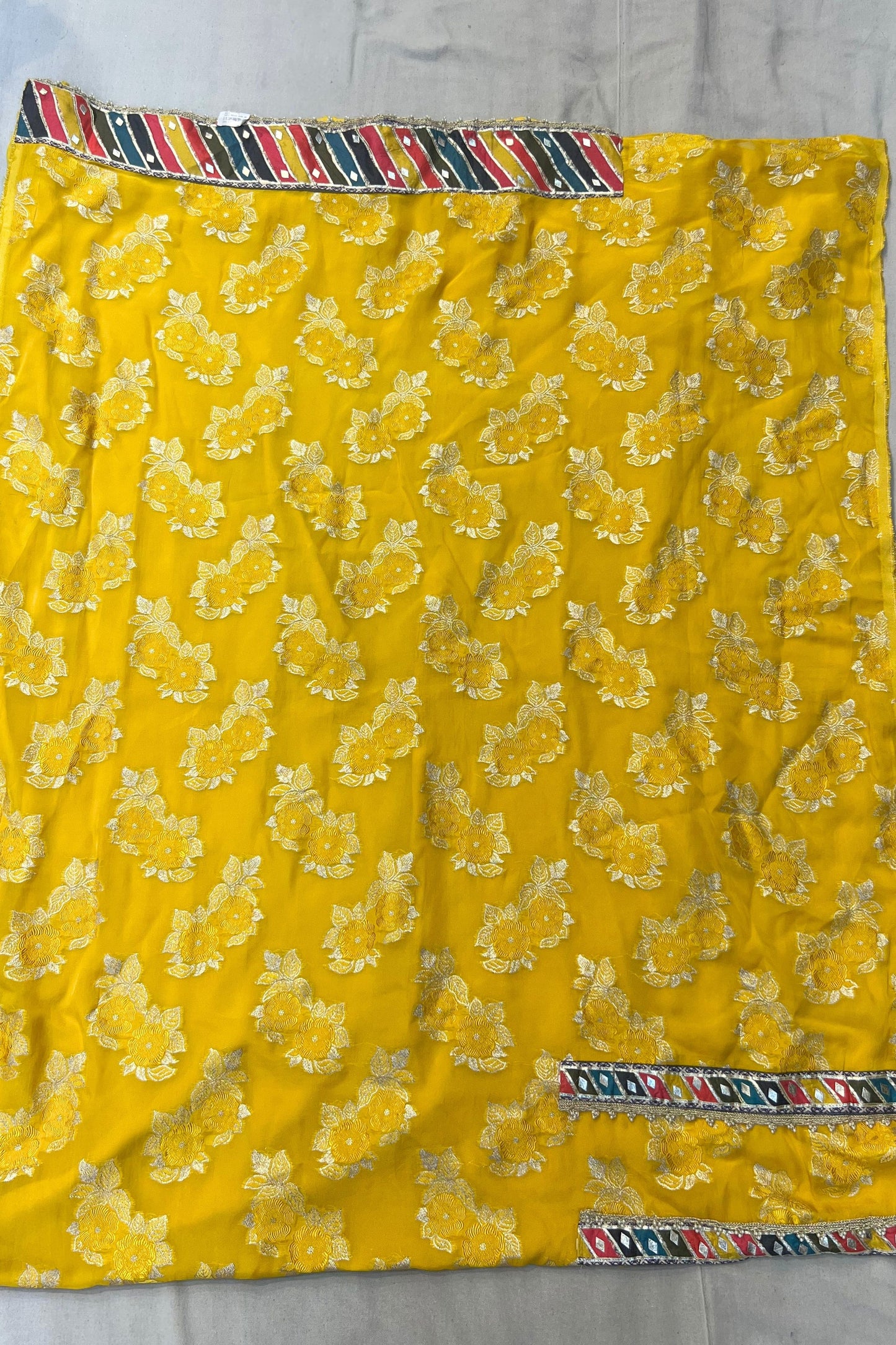 Yellow Organza Silk Gotta Patti Work Suit Set