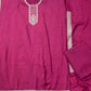 Wine Silk Suit Set with Patchwork & Threadwork Dupatta