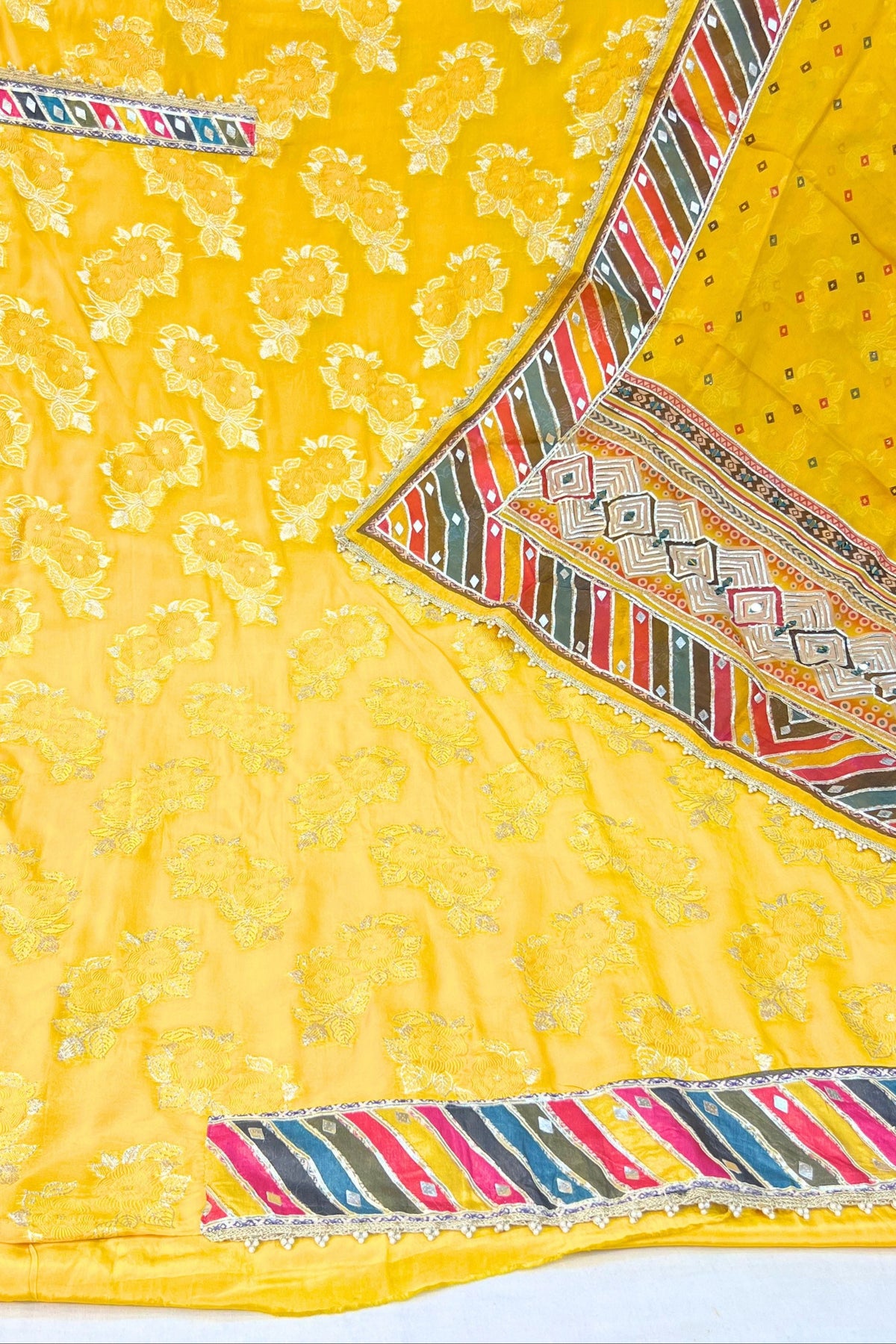 Yellow Organza Silk Gotta Patti Work Suit Set