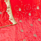 Carrot Crape Embroidered Suit Set with Chinon-Chiffon Dupatta