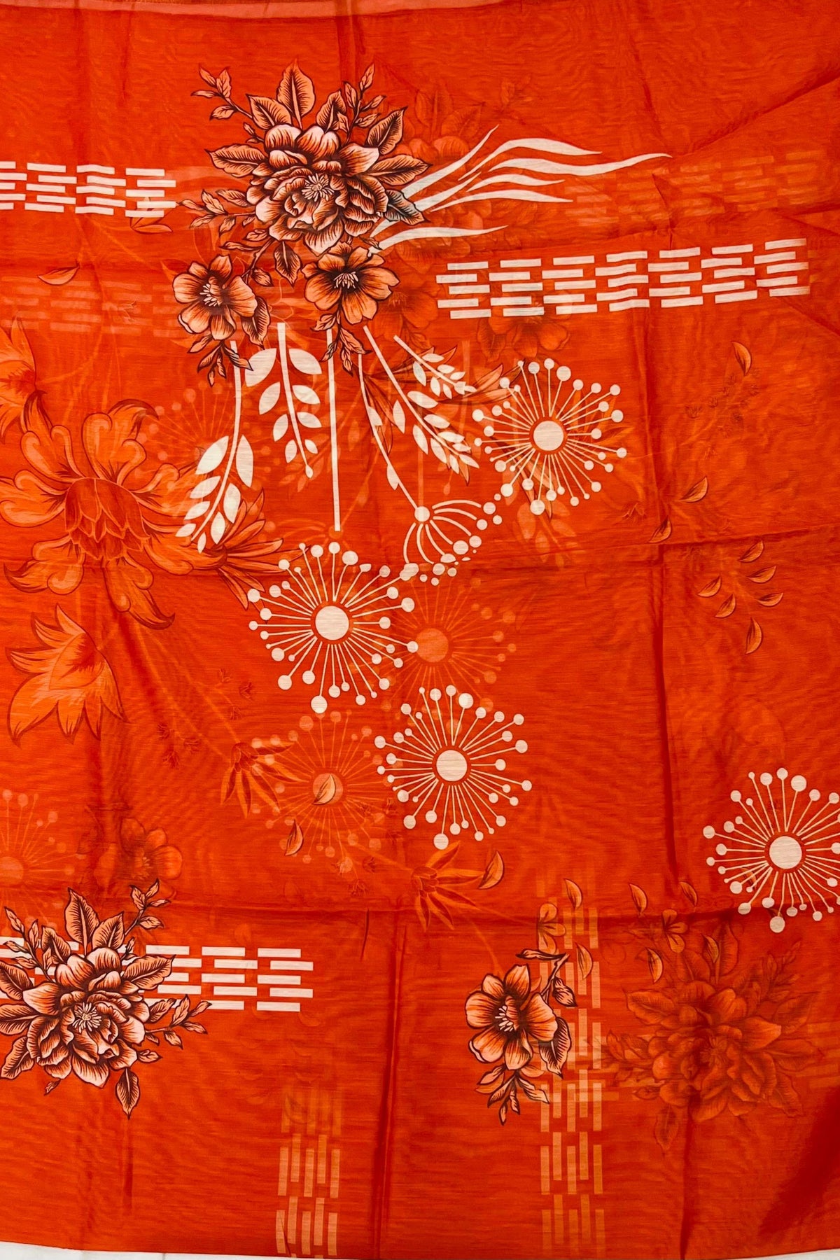 Rust Jari Work Silk Suit Set with Printed Silk Dupatta