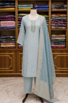 Sea Green Silk Suit Set with Nalki & Dabka Work