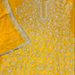 Mustard Yellow Pure Crape Handwork Suit Set