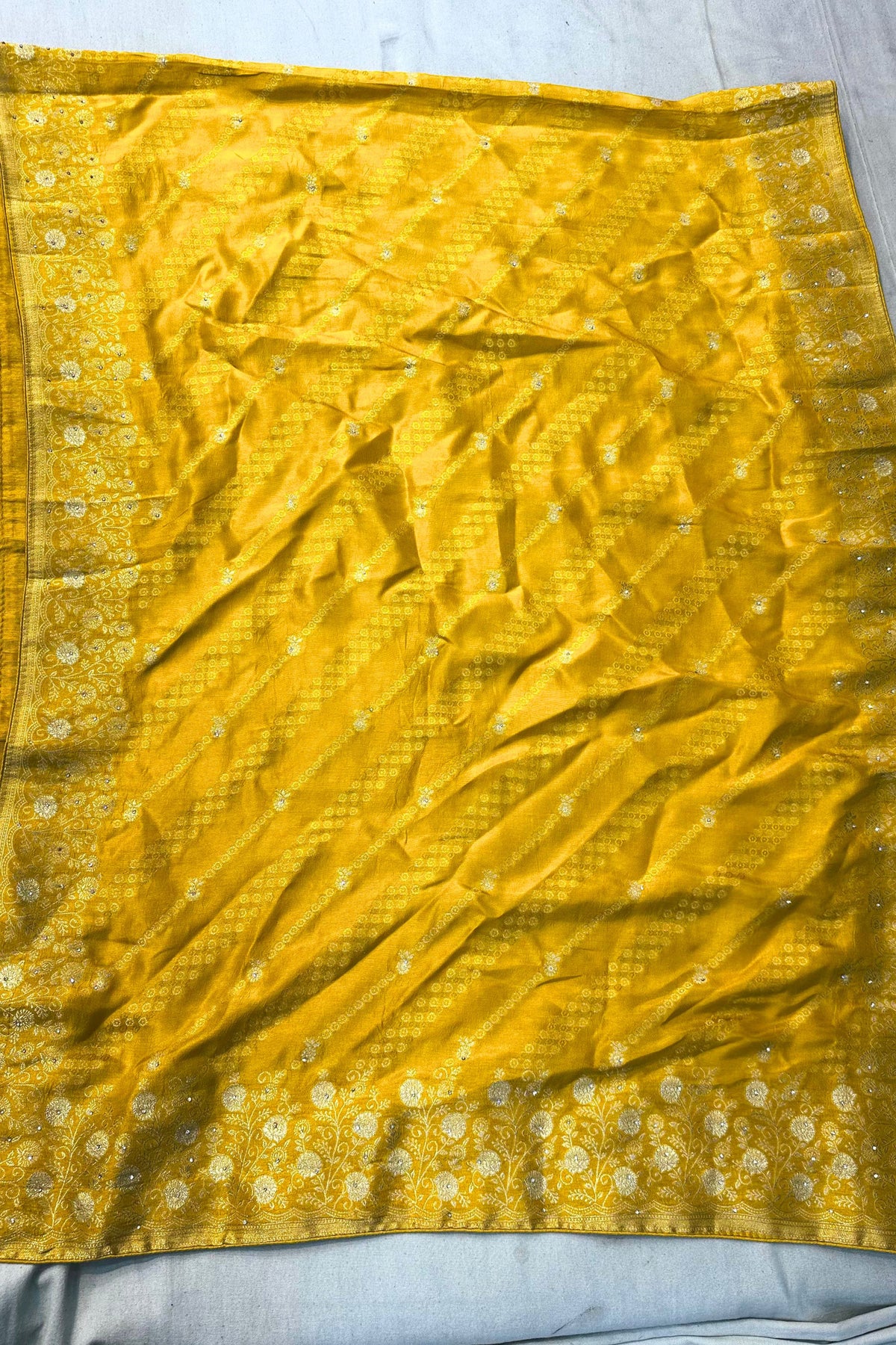 Yellow Banarasi Silk Suit with Handwork & Designer Dupatta