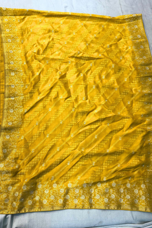 Yellow Banarasi Silk Suit with Handwork & Designer Dupatta