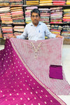 Elegant Violet Printed Cotton Suit Set with Dupatta