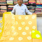 Yellow Bandhni Cotton Suit Set with Chiffon Dupatta
