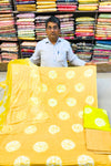 Yellow Bandhni Cotton Suit Set with Chiffon Dupatta